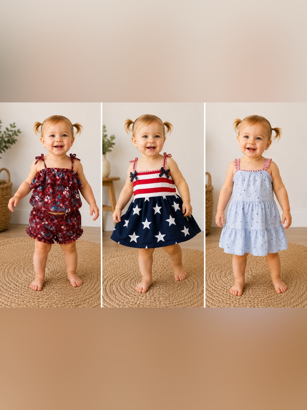 18M Girls Patriotic Stars and Stripe Outfit Bundle Cat & Jack Harper Canyon